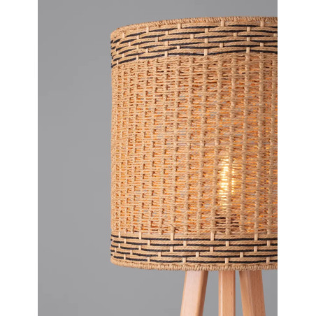 Lampa podłogowa trójnóg drewniany z plecionym kloszem Letto 39cm H165cm 