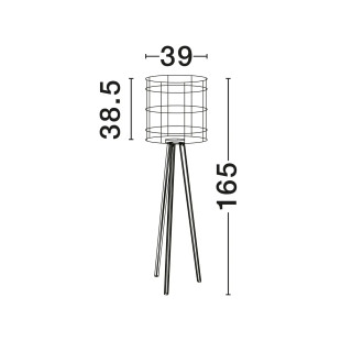 Lampa podłogowa trójnóg drewniany z plecionym kloszem Letto 39cm H165cm 
