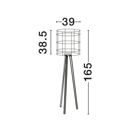Lampa podłogowa trójnóg drewniany z plecionym kloszem Letto 39cm H165cm 