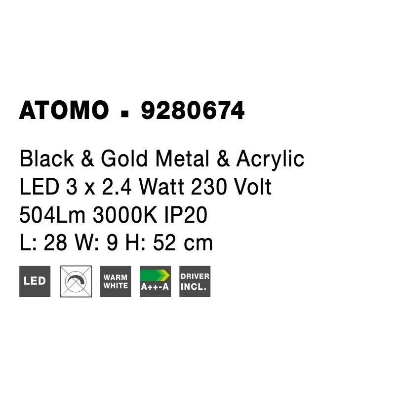Lampa stołowa designerska Matter LED 3000K 52cm czarny