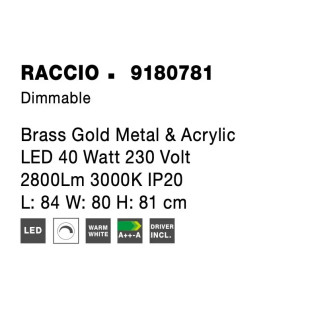 Lampa sufitowa 4 punktowa regulowana - ściemniacz triac Darren 84cm LED 3000K złoty mosiądz