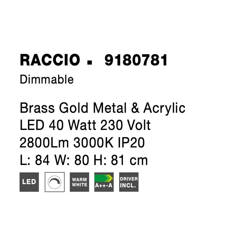 Lampa sufitowa 4 punktowa regulowana - ściemniacz triac Darren 84cm LED 3000K złoty mosiądz