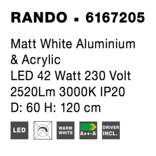 Lampa wisząca okrągła - ring Surdo 60cm LED 3000K biała
