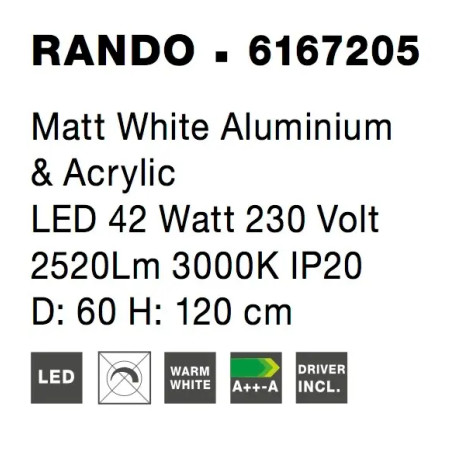 Lampa wisząca okrągła - ring Surdo 60cm LED 3000K biała