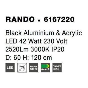 Lampa wisząca okrągła - ring Surdo 60cm LED 3000K czarna