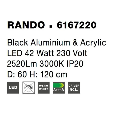 Lampa wisząca okrągła - ring Surdo 60cm LED 3000K czarna