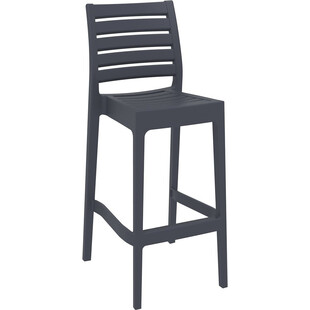 Krzesło barowe Ares Siesta | Ciemnoszare, plastikowe, 75cm