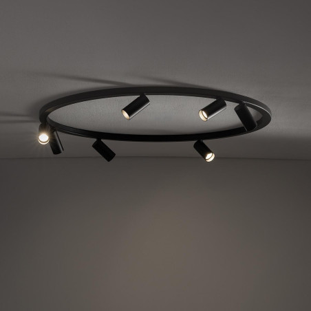 Plafon okrągły z reflektorkami Fourty Round VII 80cm czarny Nowodvorski