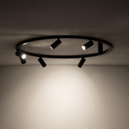 Plafon okrągły z reflektorkami Fourty Round VII 80cm czarny Nowodvorski