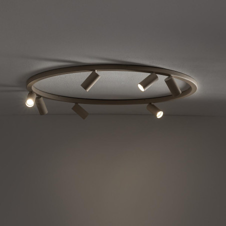 Plafon okrągły z reflektorkami Fourty Round VII 80cm beżowy Nowodvorski