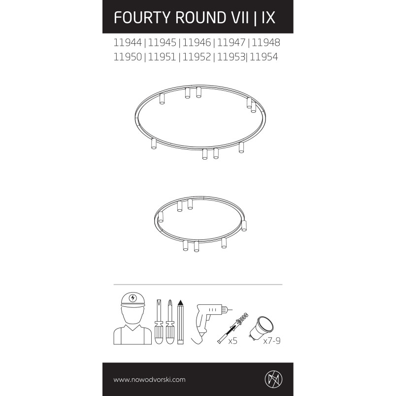 Plafon okrągły z reflektorkami Fourty Round VII 80cm beżowy Nowodvorski