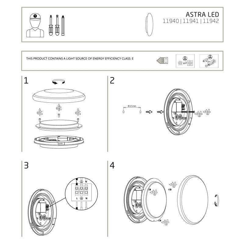 Kinkiet zewnętrzny okrągły Astra 21cm LED IP65 chrom lustrzany Nowodvorski