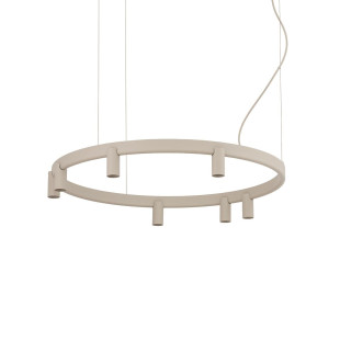 Lampa wisząca okrągła z reflektorkami Fourty Round LED VII 80cm beżowa Nowodvorski