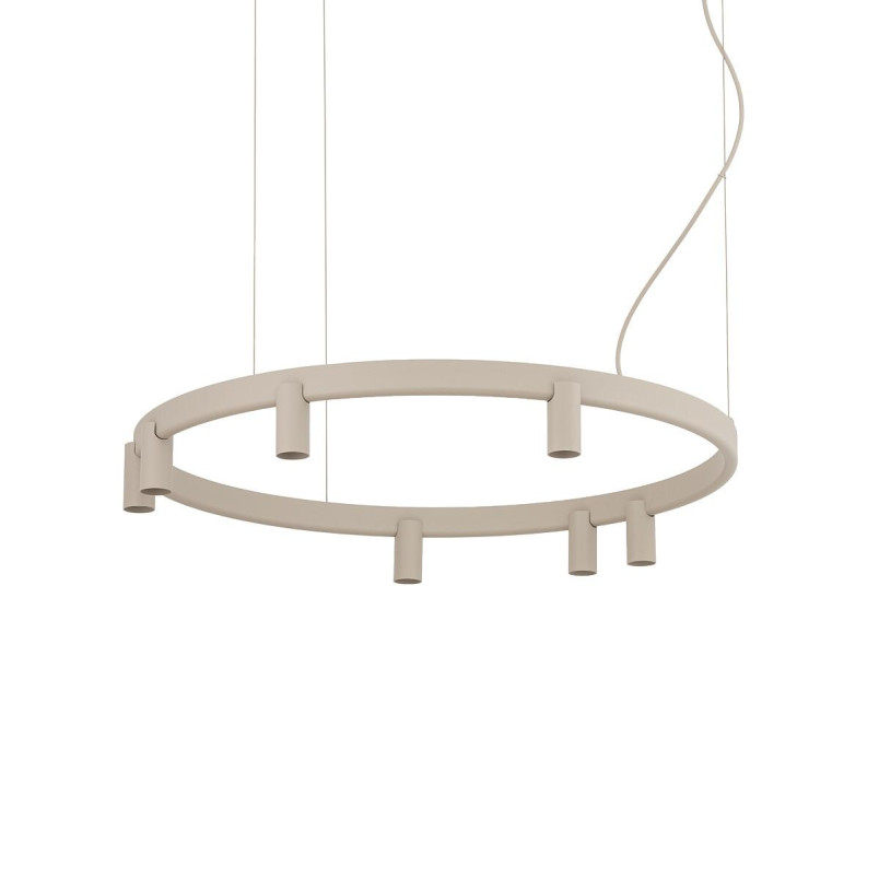 Lampa wisząca okrągła z reflektorkami Fourty Round LED VII 80cm beżowa Nowodvorski