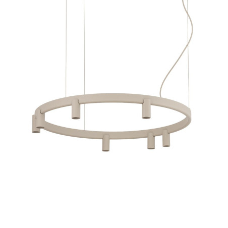 Lampa wisząca okrągła z reflektorkami Fourty Round LED VII 80cm beżowa Nowodvorski
