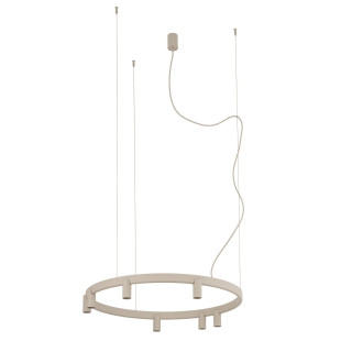Lampa wisząca okrągła z reflektorkami Fourty Round LED VII 80cm beżowa Nowodvorski