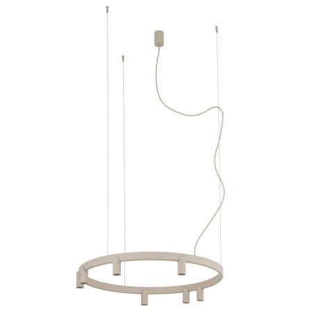 Lampa wisząca okrągła z reflektorkami Fourty Round LED VII 80cm beżowa Nowodvorski