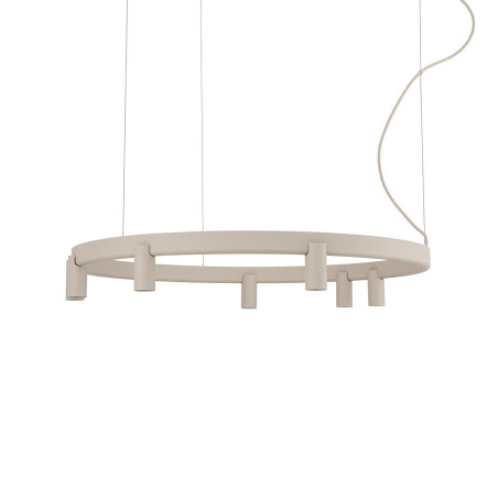 Lampa wisząca okrągła z reflektorkami Fourty Round LED VII 80cm beżowa Nowodvorski