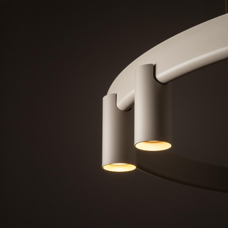 Lampa wisząca okrągła z reflektorkami Fourty Round LED VII 80cm beżowa Nowodvorski