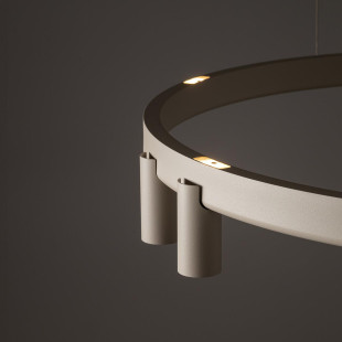 Lampa wisząca okrągła z reflektorkami Fourty Round LED VII 80cm beżowa Nowodvorski