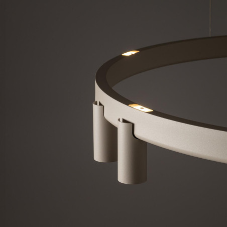 Lampa wisząca okrągła z reflektorkami Fourty Round LED VII 80cm beżowa Nowodvorski