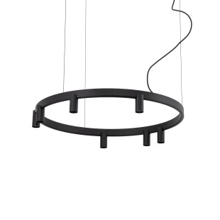 Lampa wisząca okrągła z reflektorkami Fourty Round LED VII 80cm czarna Nowodvorski