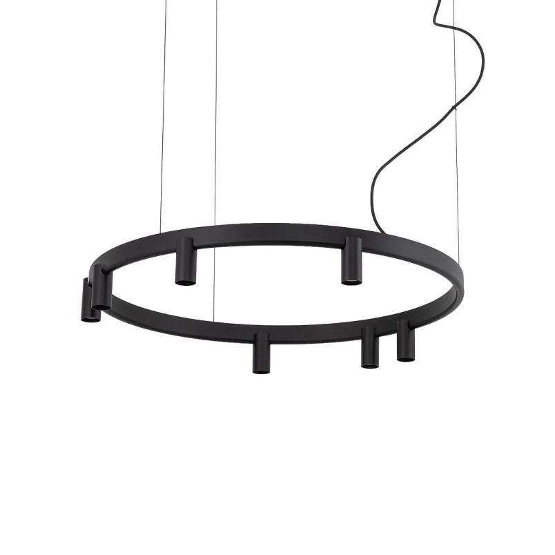 Lampa wisząca okrągła z reflektorkami Fourty Round LED VII 80cm czarna Nowodvorski