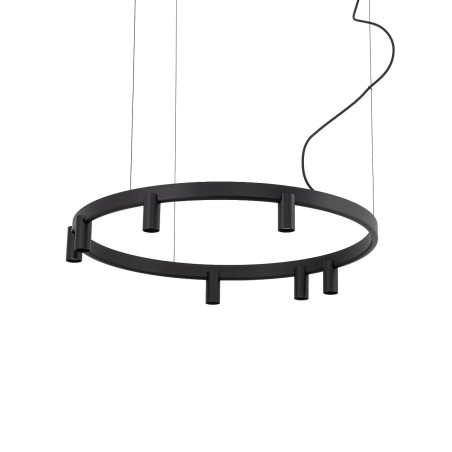 Lampa wisząca okrągła z reflektorkami Fourty Round LED VII 80cm czarna Nowodvorski
