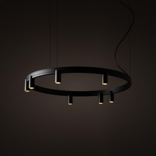Lampa wisząca okrągła z reflektorkami Fourty Round LED VII 80cm czarna Nowodvorski