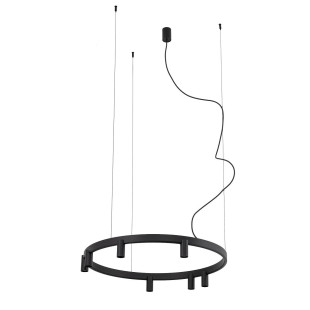 Lampa wisząca okrągła z reflektorkami Fourty Round LED VII 80cm czarna Nowodvorski