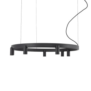 Lampa wisząca okrągła z reflektorkami Fourty Round LED VII 80cm czarna Nowodvorski