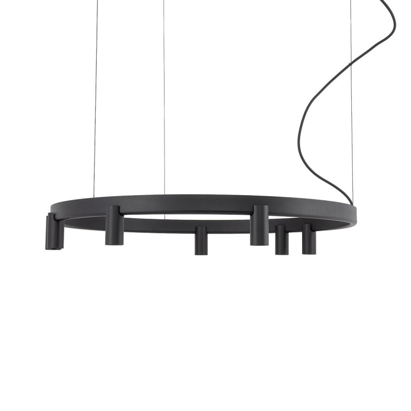 Lampa wisząca okrągła z reflektorkami Fourty Round LED VII 80cm czarna Nowodvorski