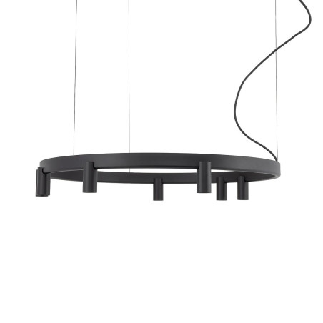 Lampa wisząca okrągła z reflektorkami Fourty Round LED VII 80cm czarna Nowodvorski