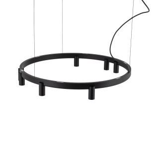 Lampa wisząca okrągła z reflektorkami Fourty Round LED VII 80cm czarna Nowodvorski