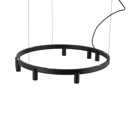 Lampa wisząca okrągła z reflektorkami Fourty Round LED VII 80cm czarna Nowodvorski