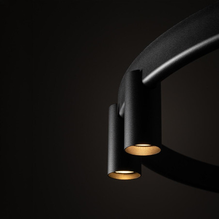 Lampa wisząca okrągła z reflektorkami Fourty Round LED VII 80cm czarna Nowodvorski