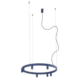 Lampa wisząca okrągła z reflektorkami Fourty Round LED VII 80cm granatowa Nowodvorski