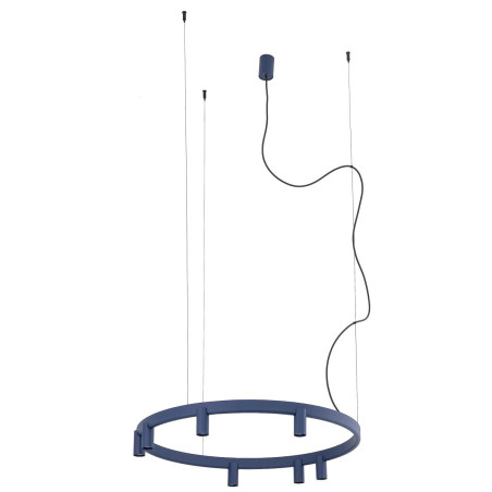 Lampa wisząca okrągła z reflektorkami Fourty Round LED VII 80cm granatowa Nowodvorski