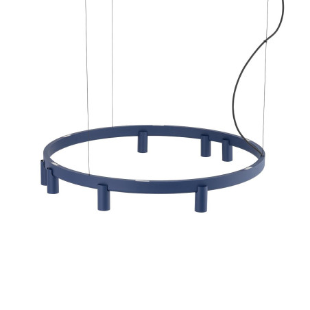 Lampa wisząca okrągła z reflektorkami Fourty Round LED VII 80cm granatowa Nowodvorski