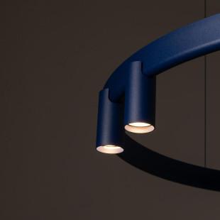 Lampa wisząca okrągła z reflektorkami Fourty Round LED VII 80cm granatowa Nowodvorski