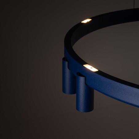 Lampa wisząca okrągła z reflektorkami Fourty Round LED VII 80cm granatowa Nowodvorski