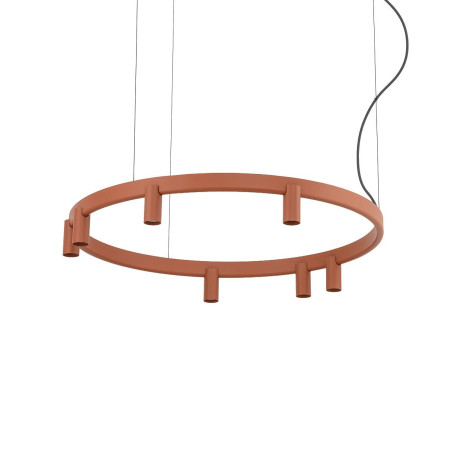 Lampa wisząca okrągła z reflektorkami Fourty Round LED VII 80cm terracotta Nowodvorski