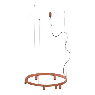 Lampa wisząca okrągła z reflektorkami Fourty Round LED VII 80cm terracotta Nowodvorski