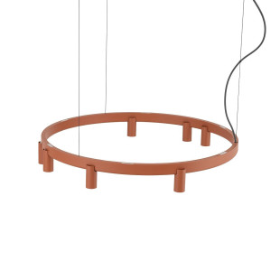 Lampa wisząca okrągła z reflektorkami Fourty Round LED VII 80cm terracotta Nowodvorski