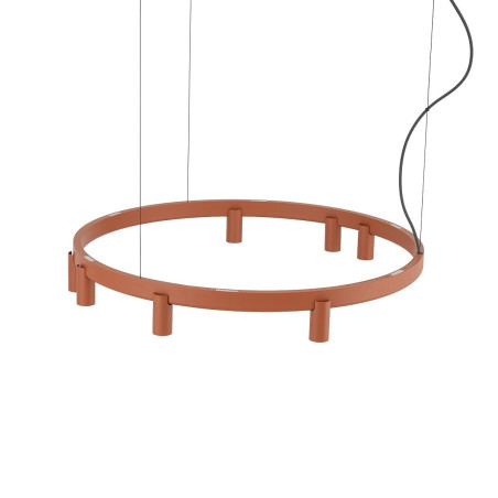Lampa wisząca okrągła z reflektorkami Fourty Round LED VII 80cm terracotta Nowodvorski