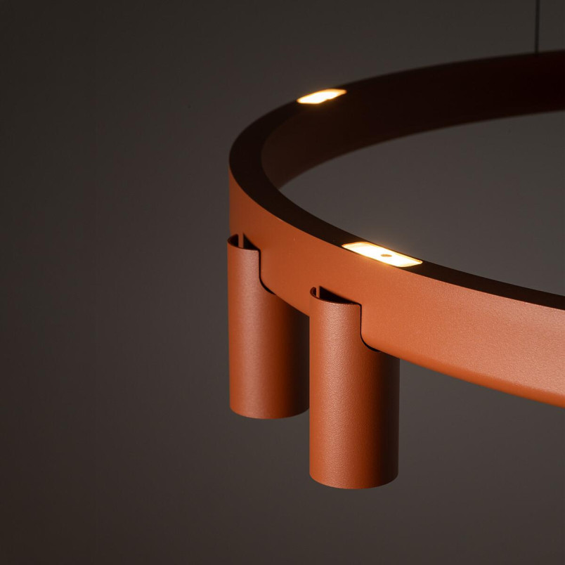 Lampa wisząca okrągła z reflektorkami Fourty Round LED VII 80cm terracotta Nowodvorski