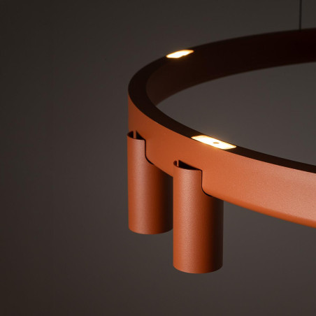 Lampa wisząca okrągła z reflektorkami Fourty Round LED VII 80cm terracotta Nowodvorski