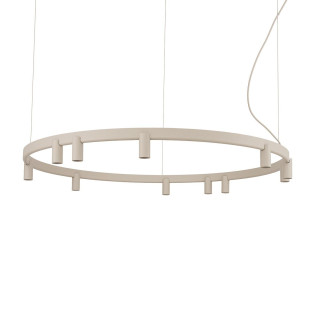 Lampa wisząca okrągła z reflektorkami Fourty Round LED VII 116cm beżowa Nowodvorski