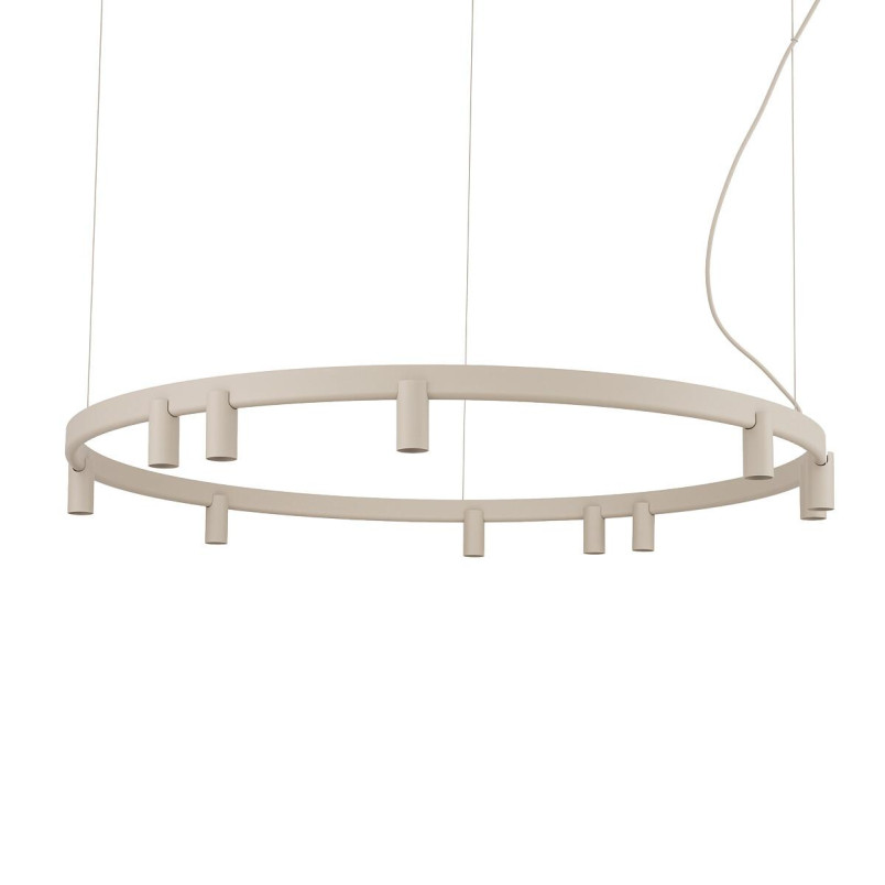 Lampa wisząca okrągła z reflektorkami Fourty Round LED VII 116cm beżowa Nowodvorski