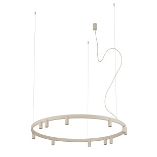 Lampa wisząca okrągła z reflektorkami Fourty Round LED VII 116cm beżowa Nowodvorski